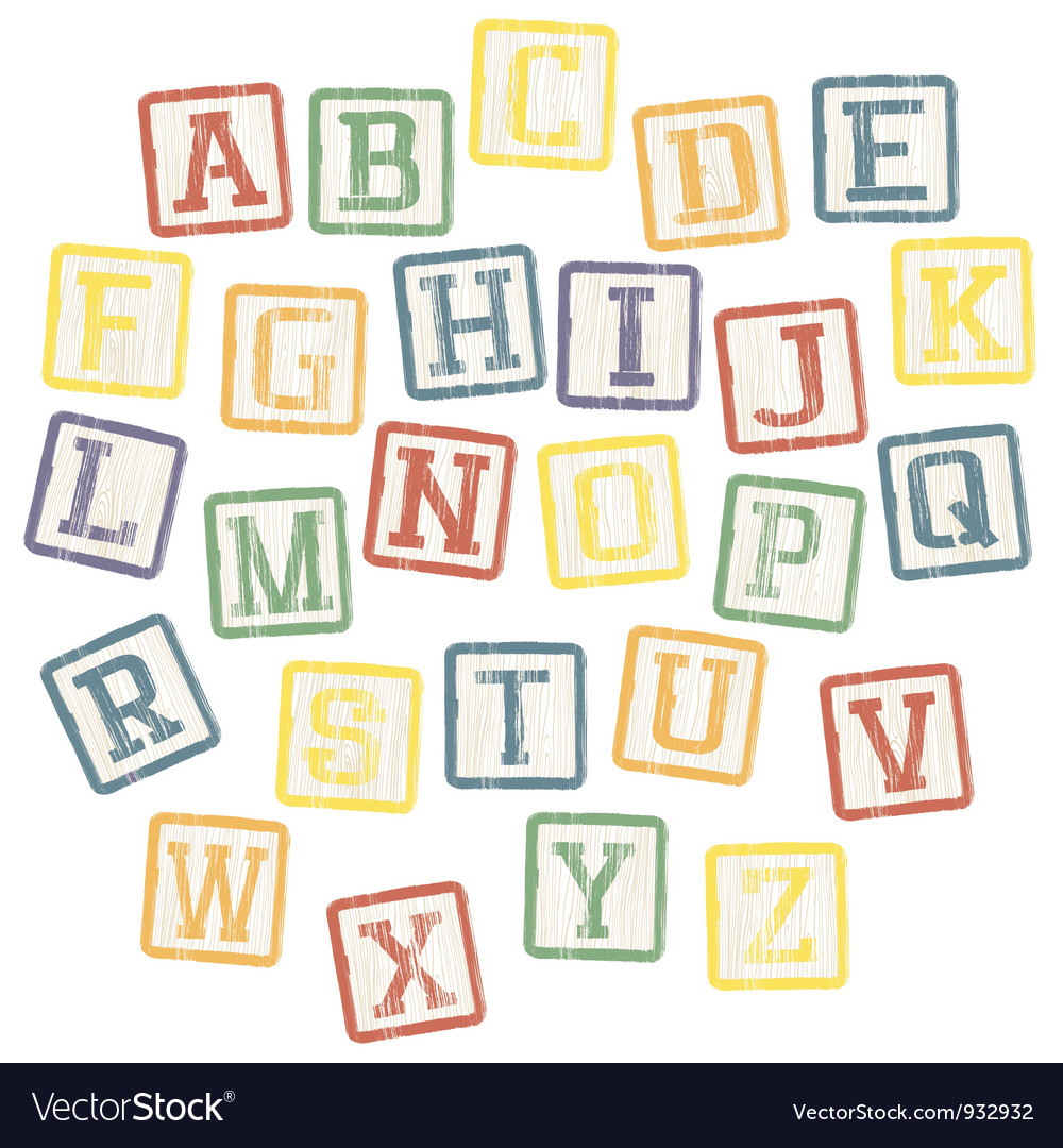 Bablocks alphabet Royalty Free Vector Image - VectorStock