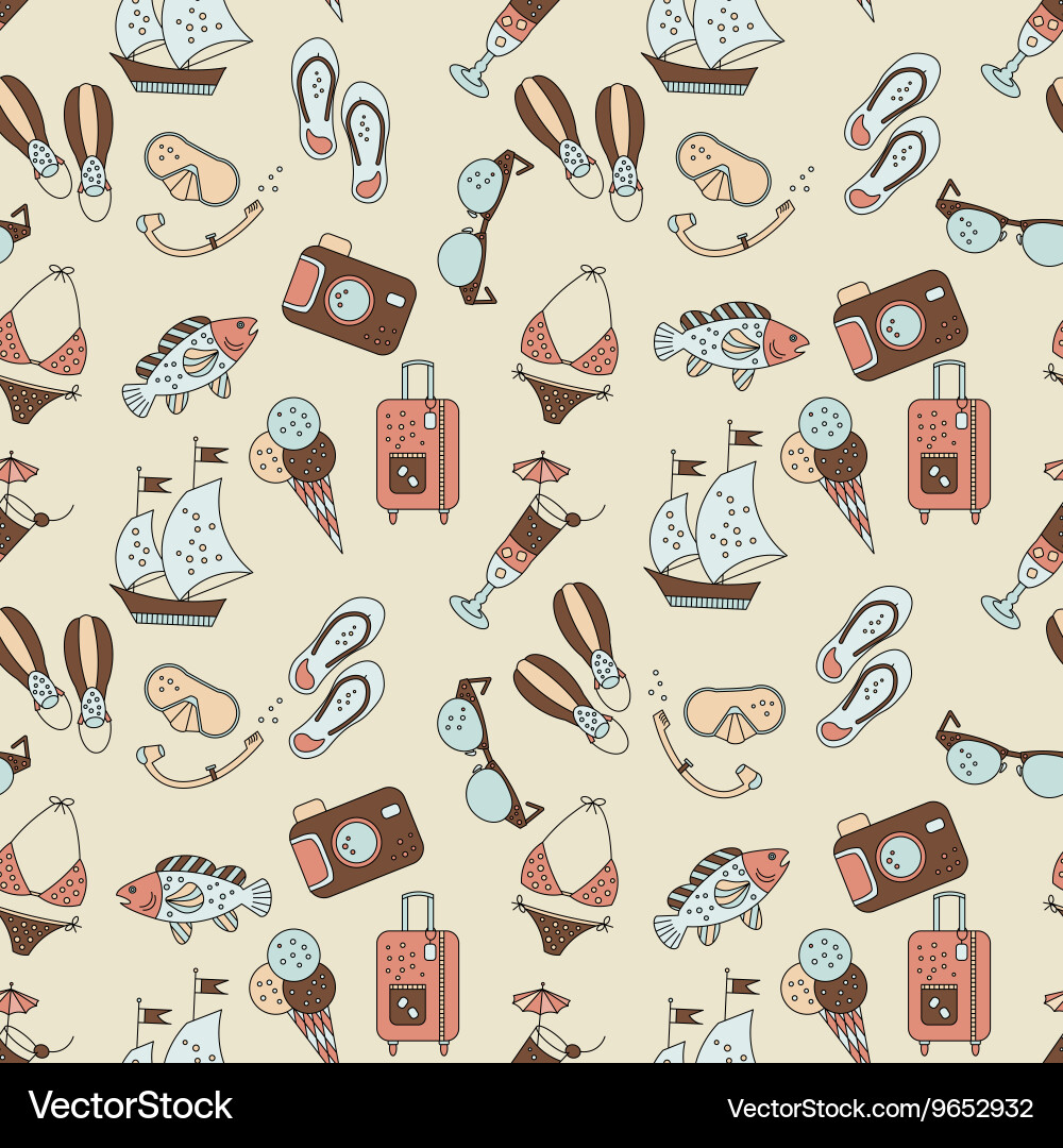 Beach holiday seamless pattern Royalty Free Vector Image