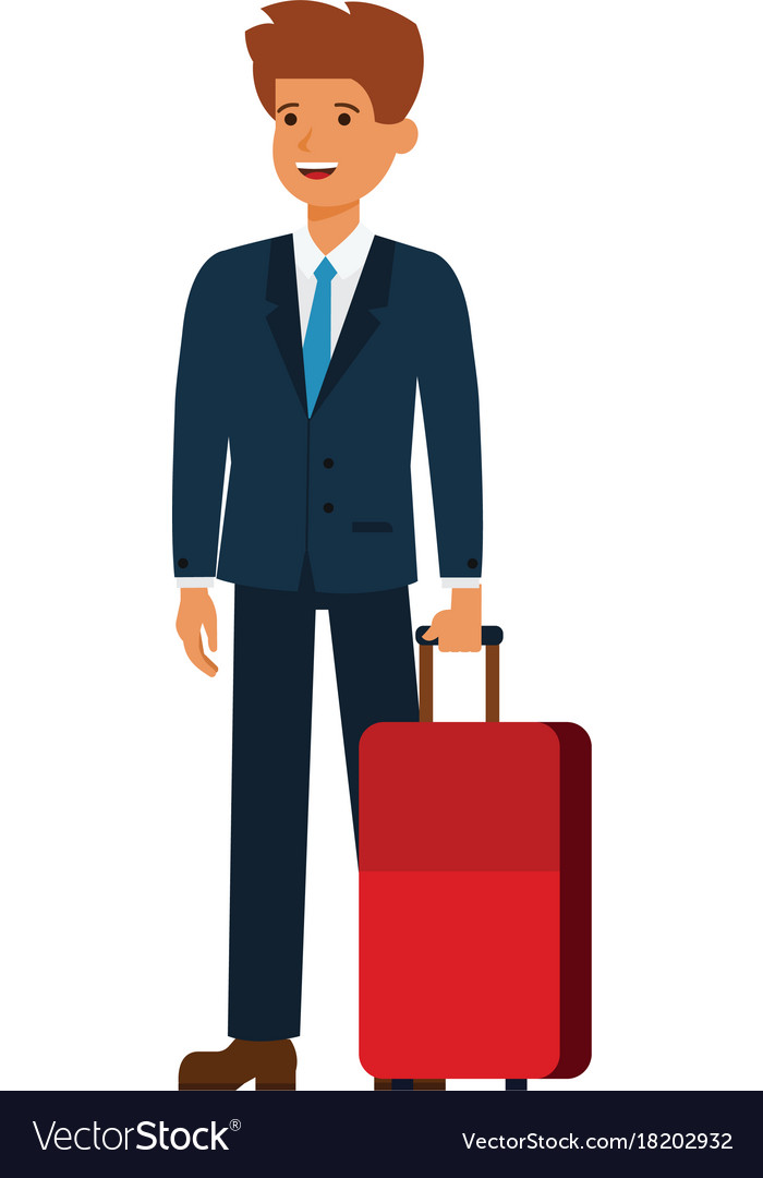 Business traveler cartoon flat Royalty Free Vector Image