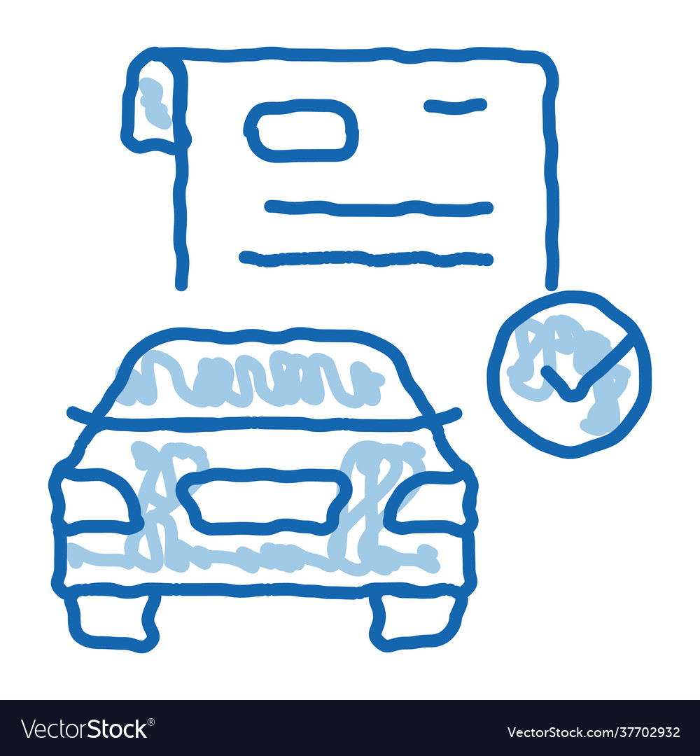 Checked documents for car doodle icon hand drawn