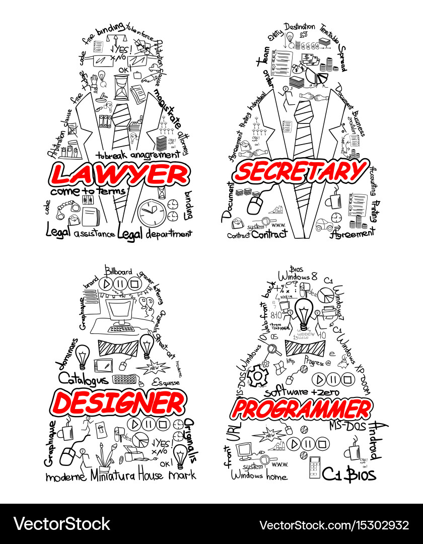 Four professionals set Royalty Free Vector Image
