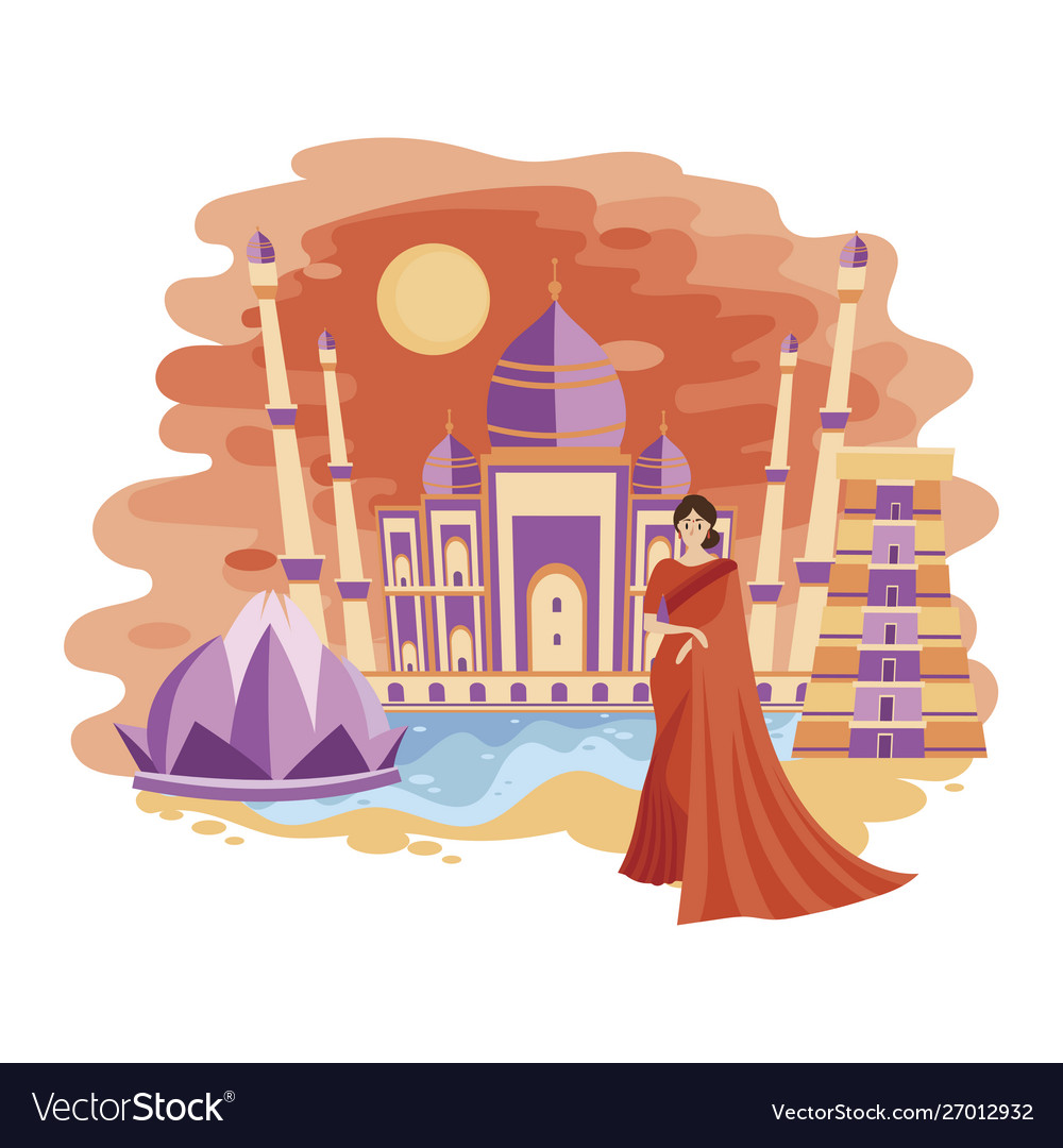 Landscape new delhi cartoon the Royalty Free Vector Image