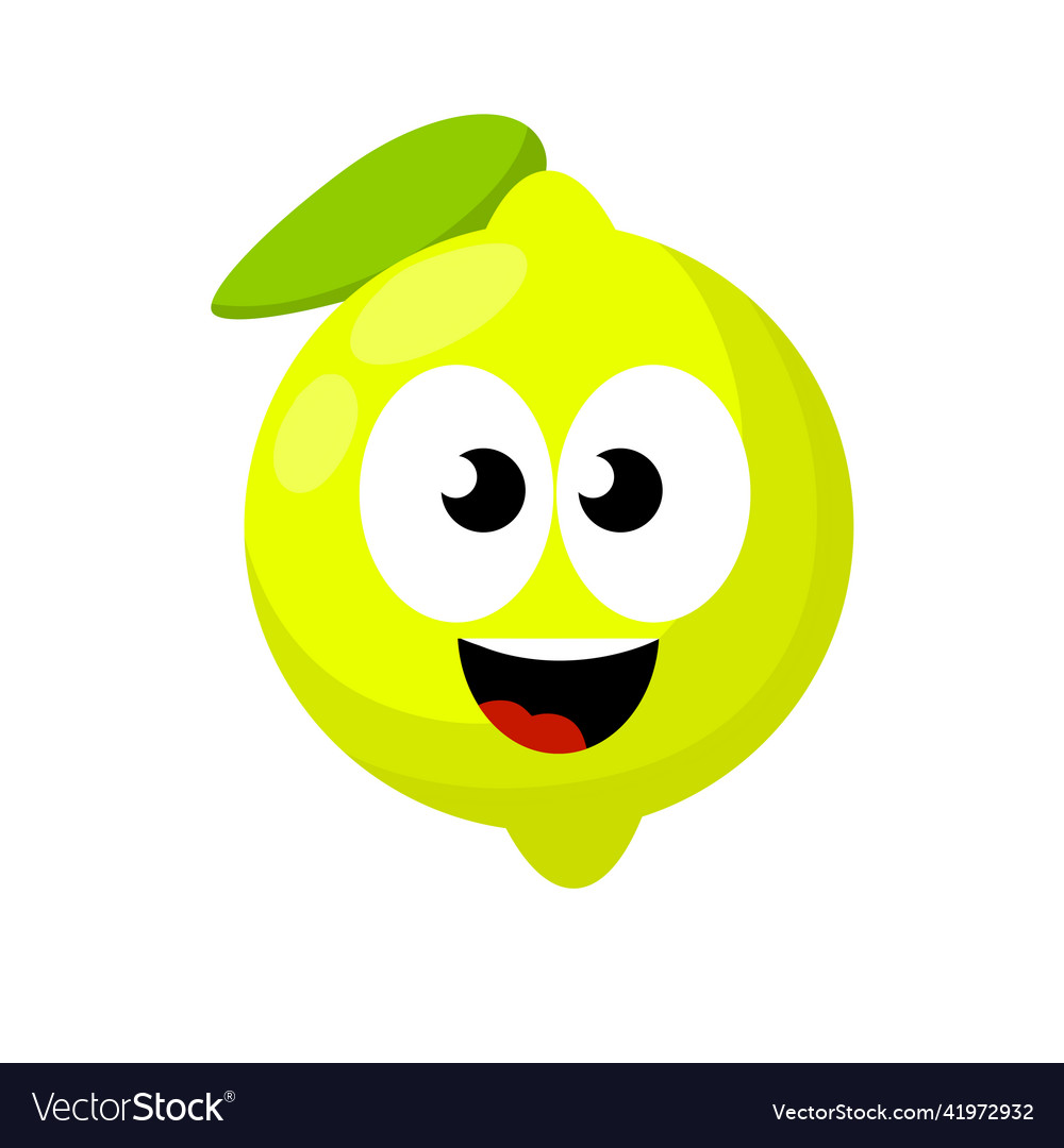 Lemon with face eyes mouth on sour fruit Vector Image