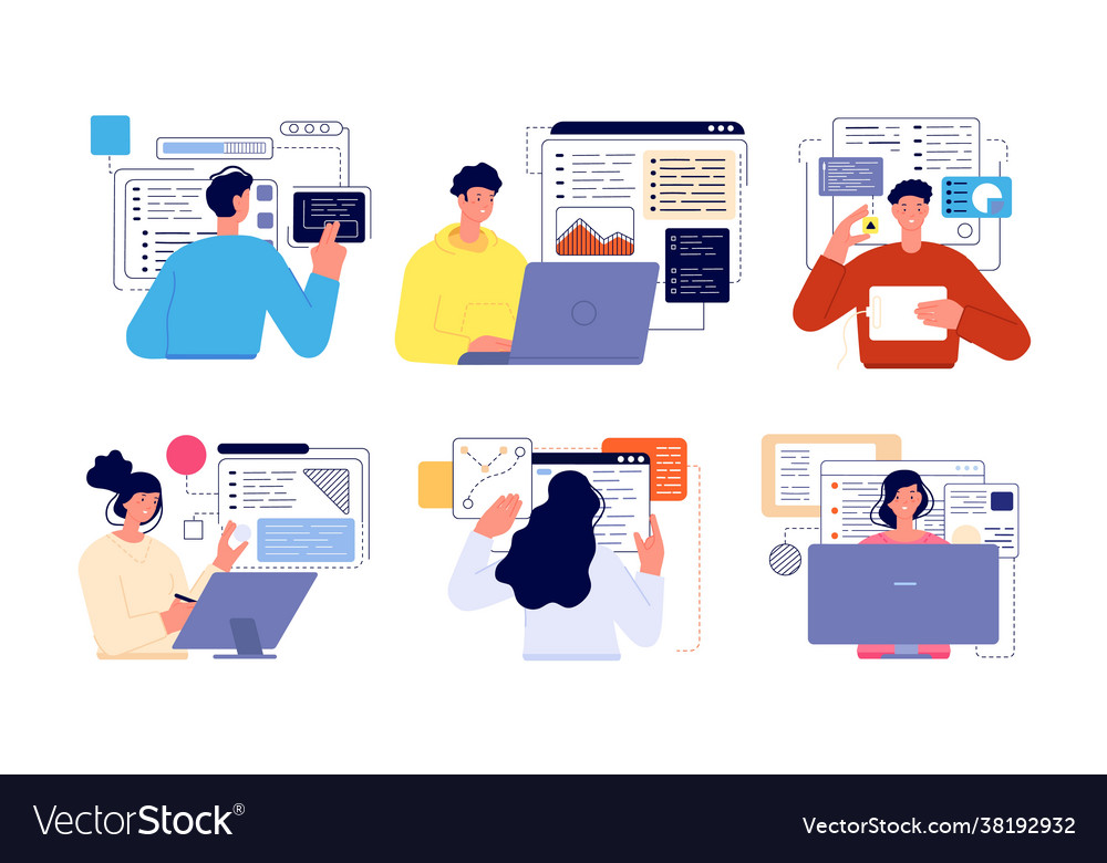 People programming professional geek working Vector Image