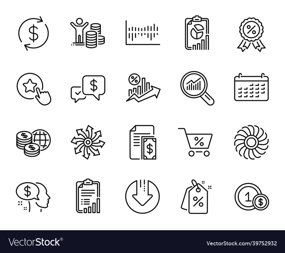 Set of payment fan engine and checklist Royalty Free Vector