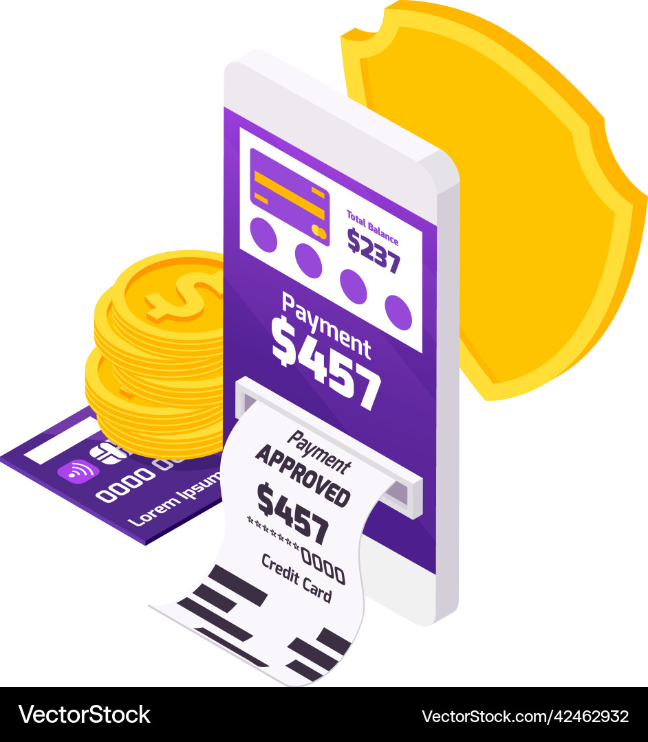 Smartphone payment receipt composition Royalty Free Vector