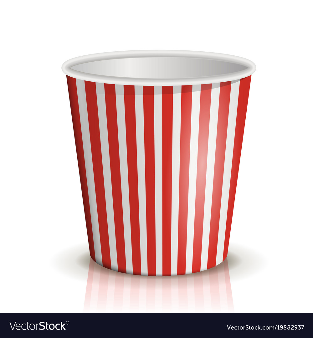 An empty redandwhite striped bucket popcorn Vector Image