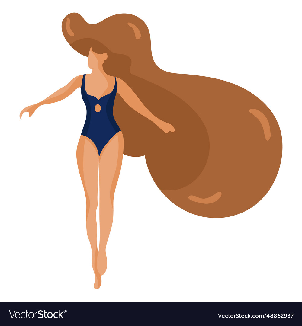 Girl Women Bathing Suit Swimsuit Hair Flat Vector Image 5473