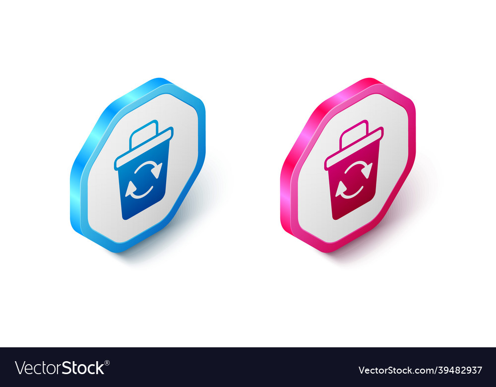 Isometric recycle bin with symbol icon