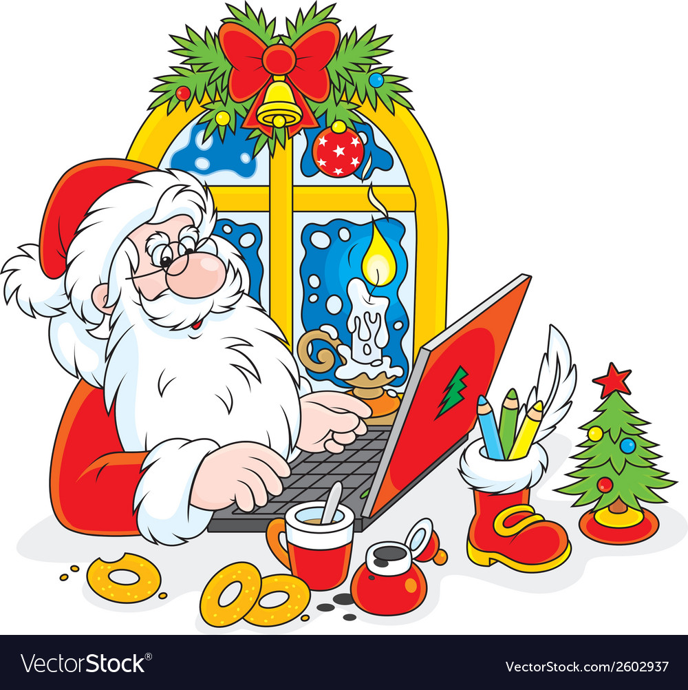 Santa claus with his laptop