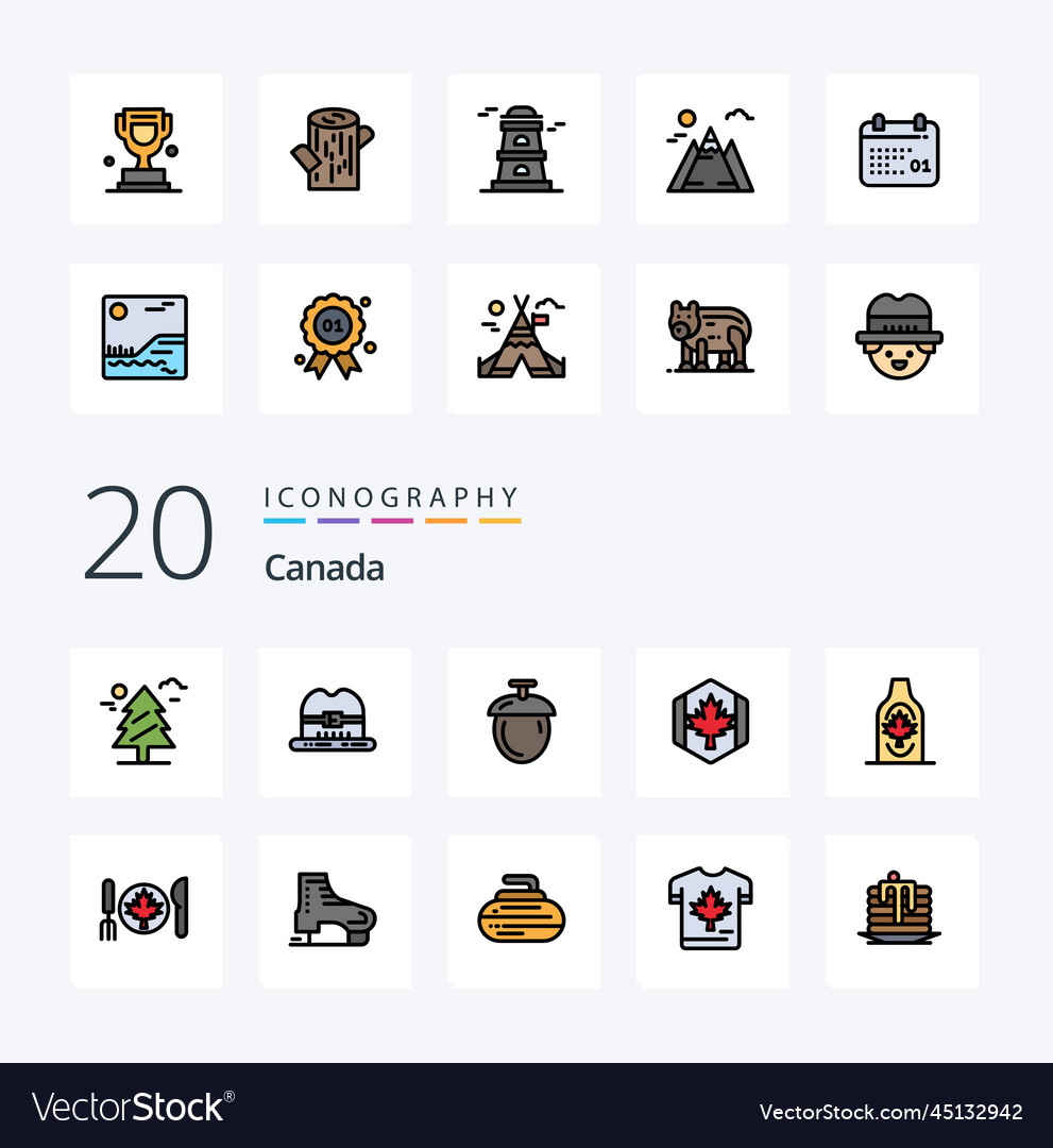 20 canada line filled color icon pack like