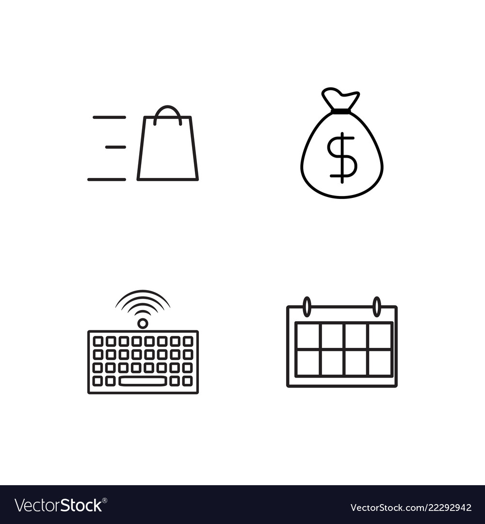 Business simple outlined icons set