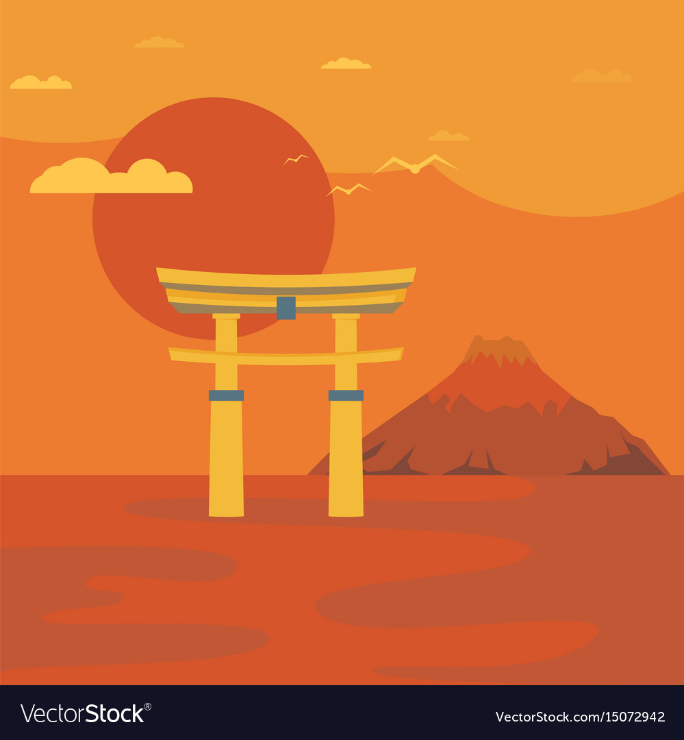 Flat design landscape of japan Royalty Free Vector Image