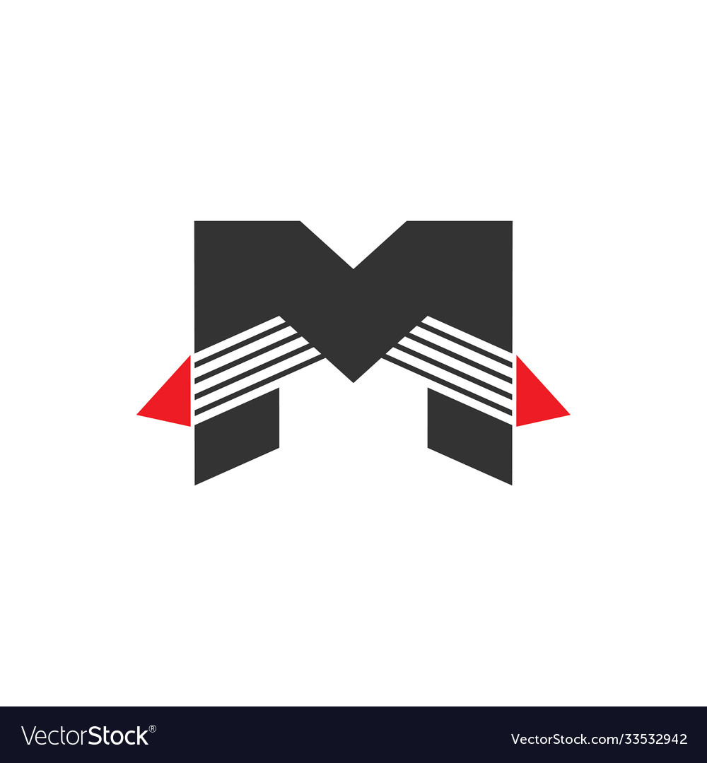 Letter m stripes fast arrow geometric logo Vector Image