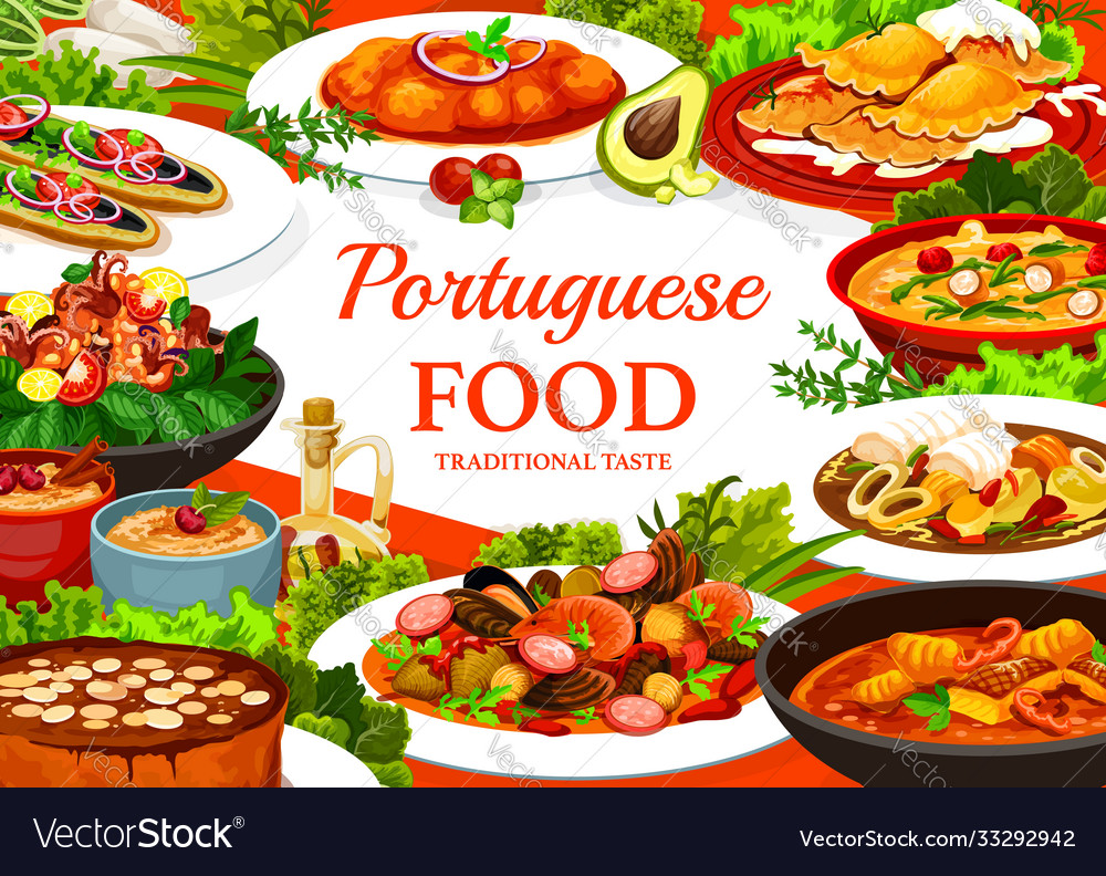 Portuguese meals poster portugal cuisine Vector Image