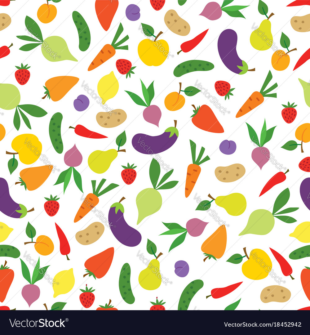 Vegetable seamless pattern healthy food Royalty Free Vector