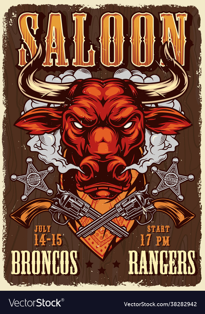 Wild west saloon advertising poster Royalty Free Vector