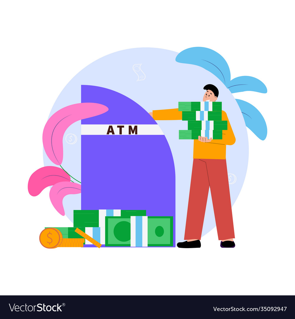 Atm Money Withdraw Composition Royalty Free Vector Image