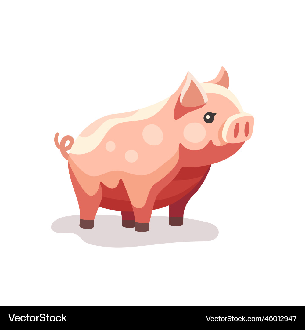 Cute pig flat isolated Royalty Free Vector Image