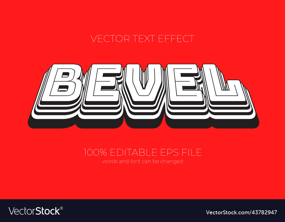 Editable bevel text effect style eps Royalty Free Vector