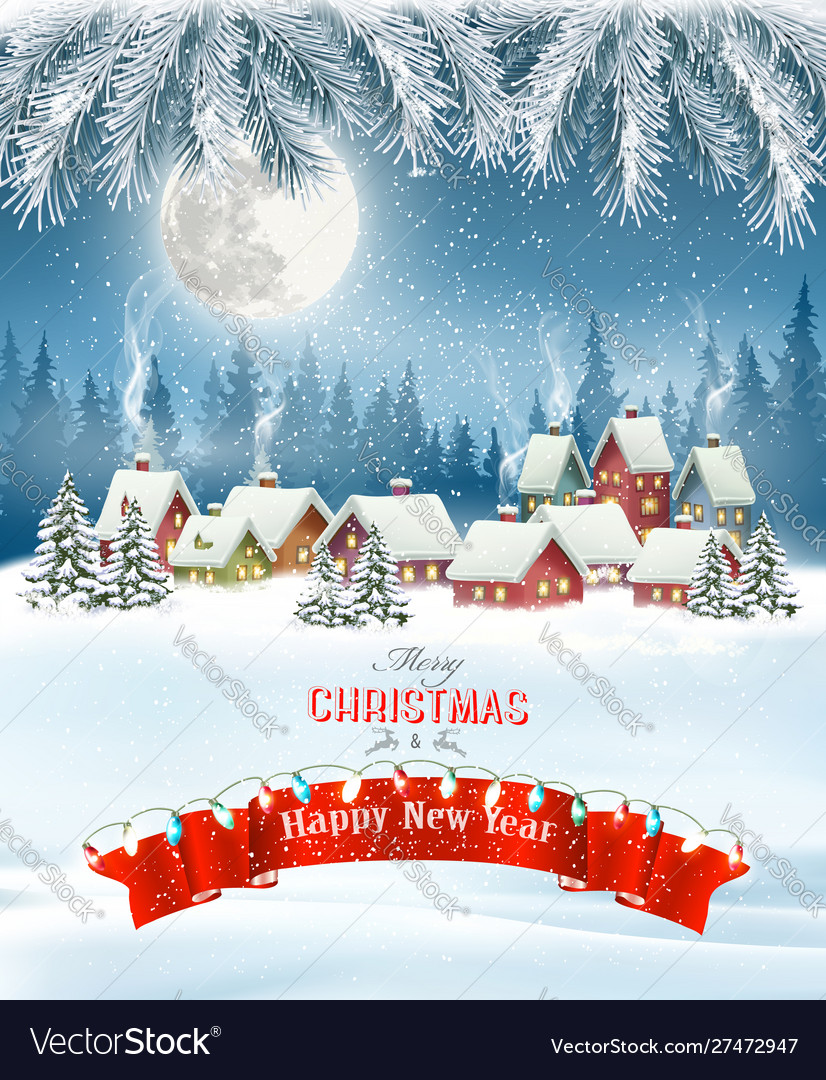 Merry christmas background with branches tree Vector Image