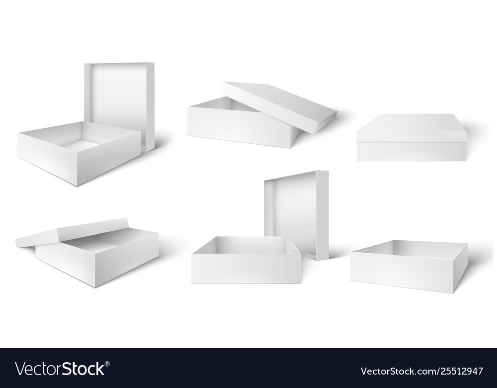 Open and closed packaging box white cardboard Vector Image