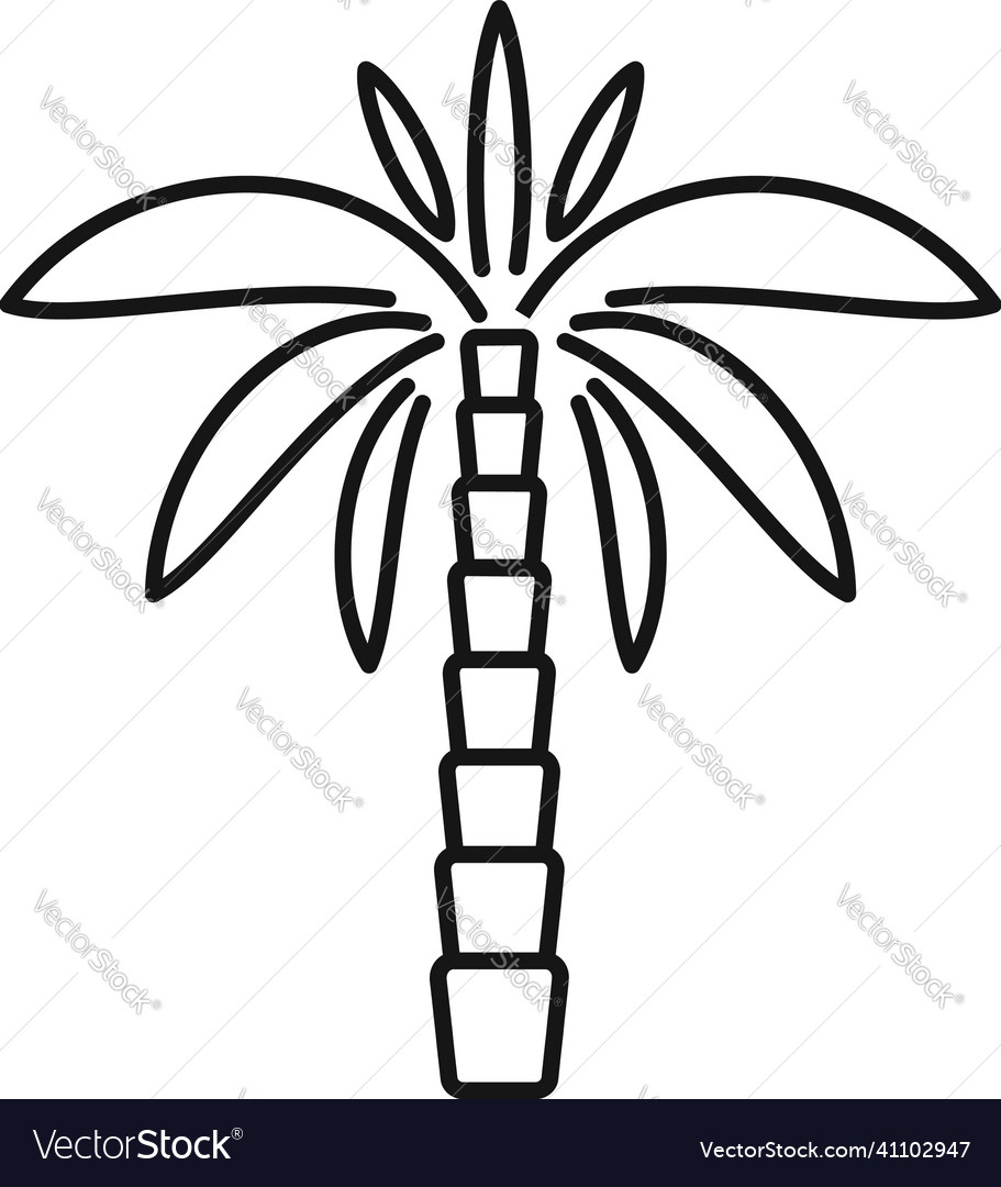 Palm plant icon outline coconut tree Royalty Free Vector