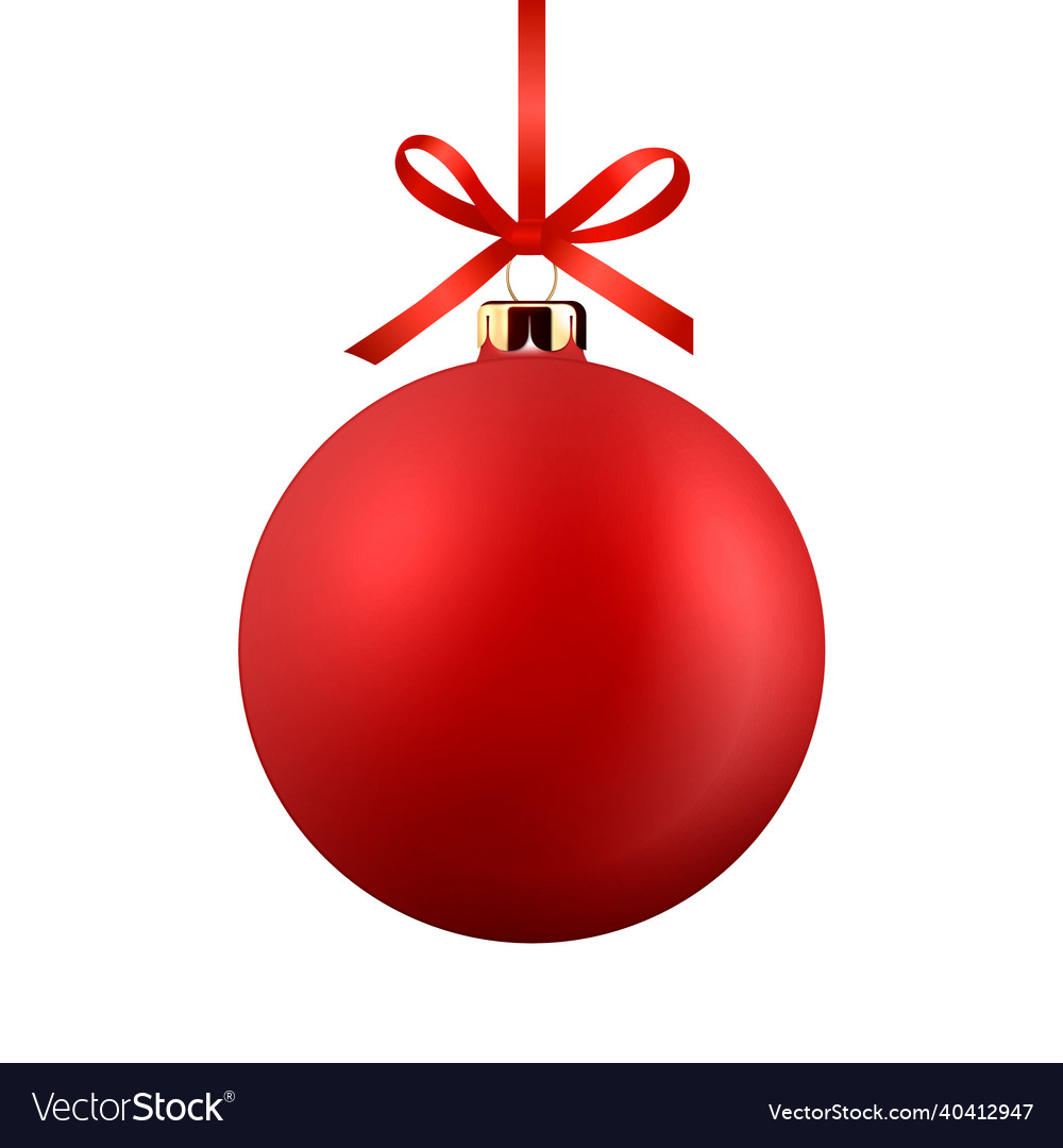 Realistic 3d red christmas glass ball Royalty Free Vector