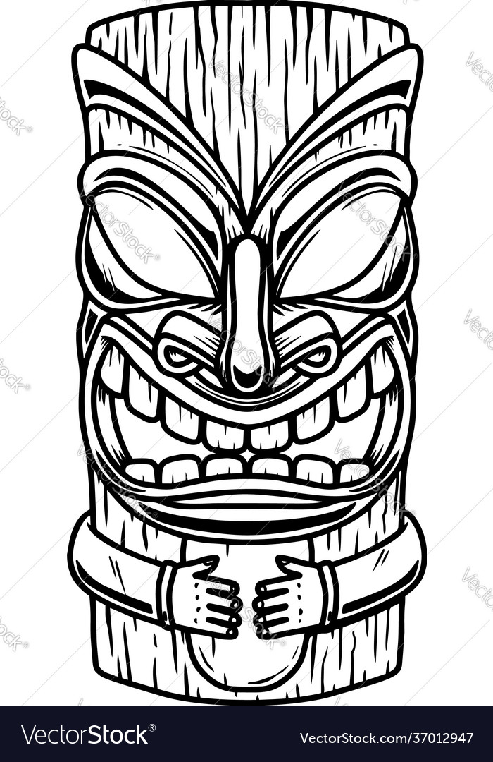 Tiki tribal wooden mask design element for logo Vector Image