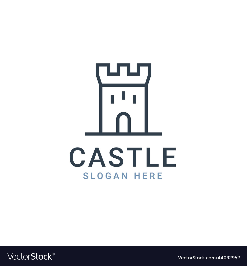 Castle icon fort line symbol tower Royalty Free Vector Image