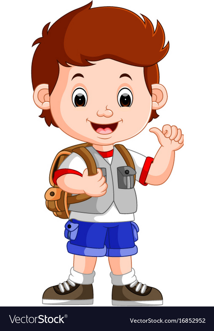 Cute boy on his way to school Royalty Free Vector Image