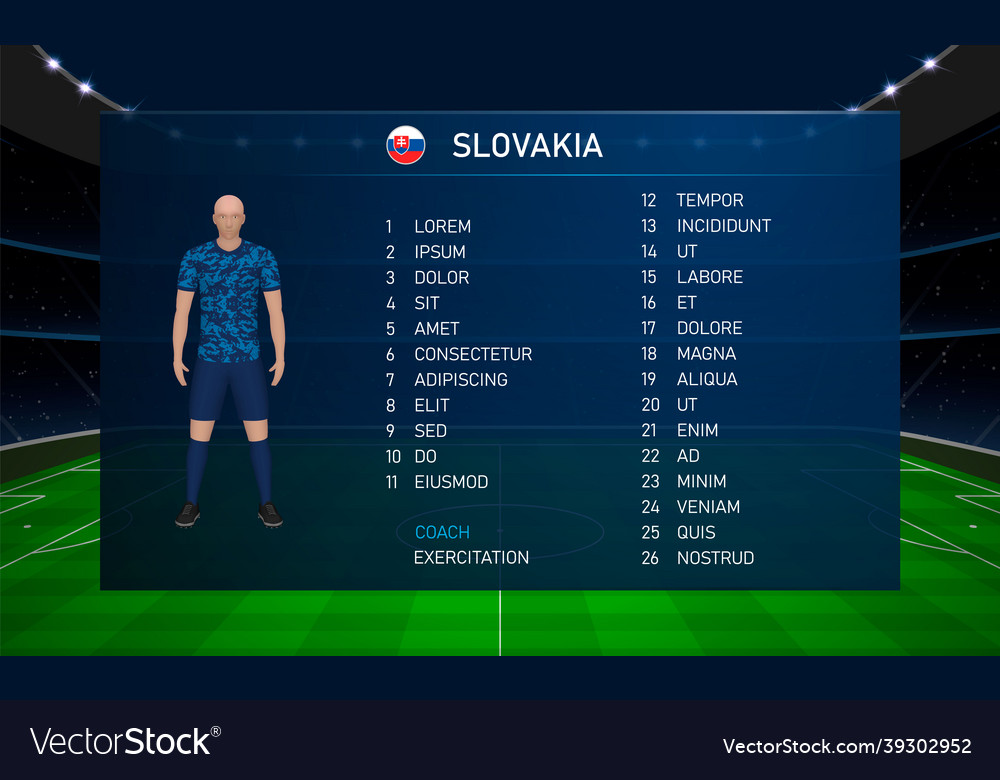 Fußball Scoreboard Broadcast Grafik mit Squad