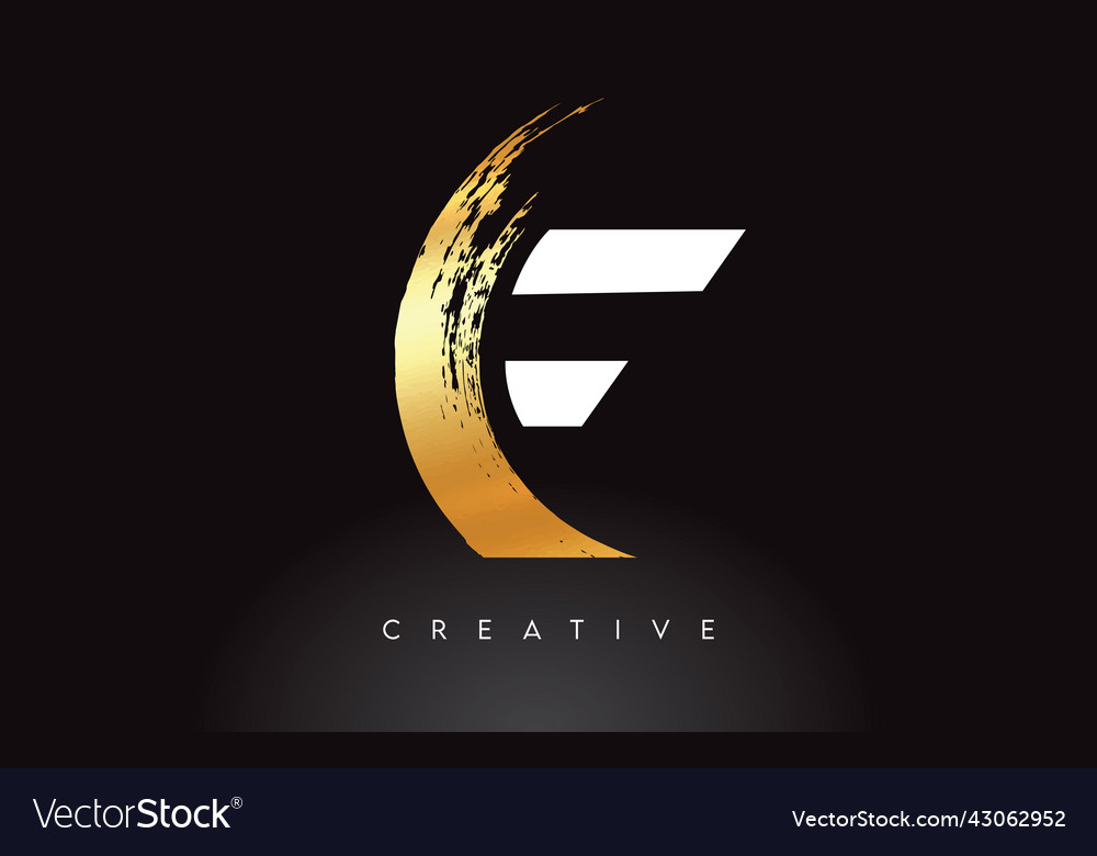 Golden f letter logo with brush stroke artistic Vector Image