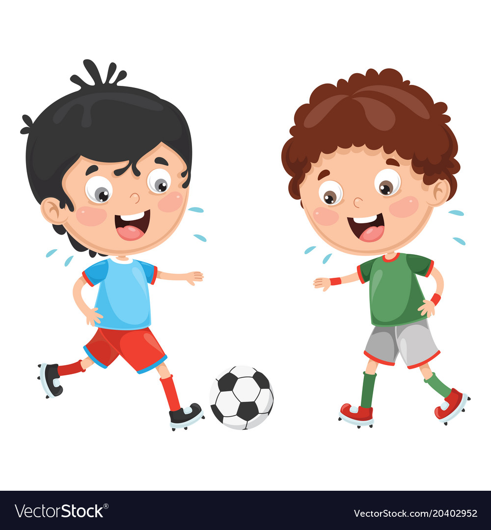 Cartoon little boy playing football Royalty Free Vector