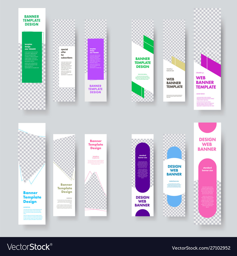 Large Set Vertical White Banner Templates With Vector Image White Banner Templates With Vector Image