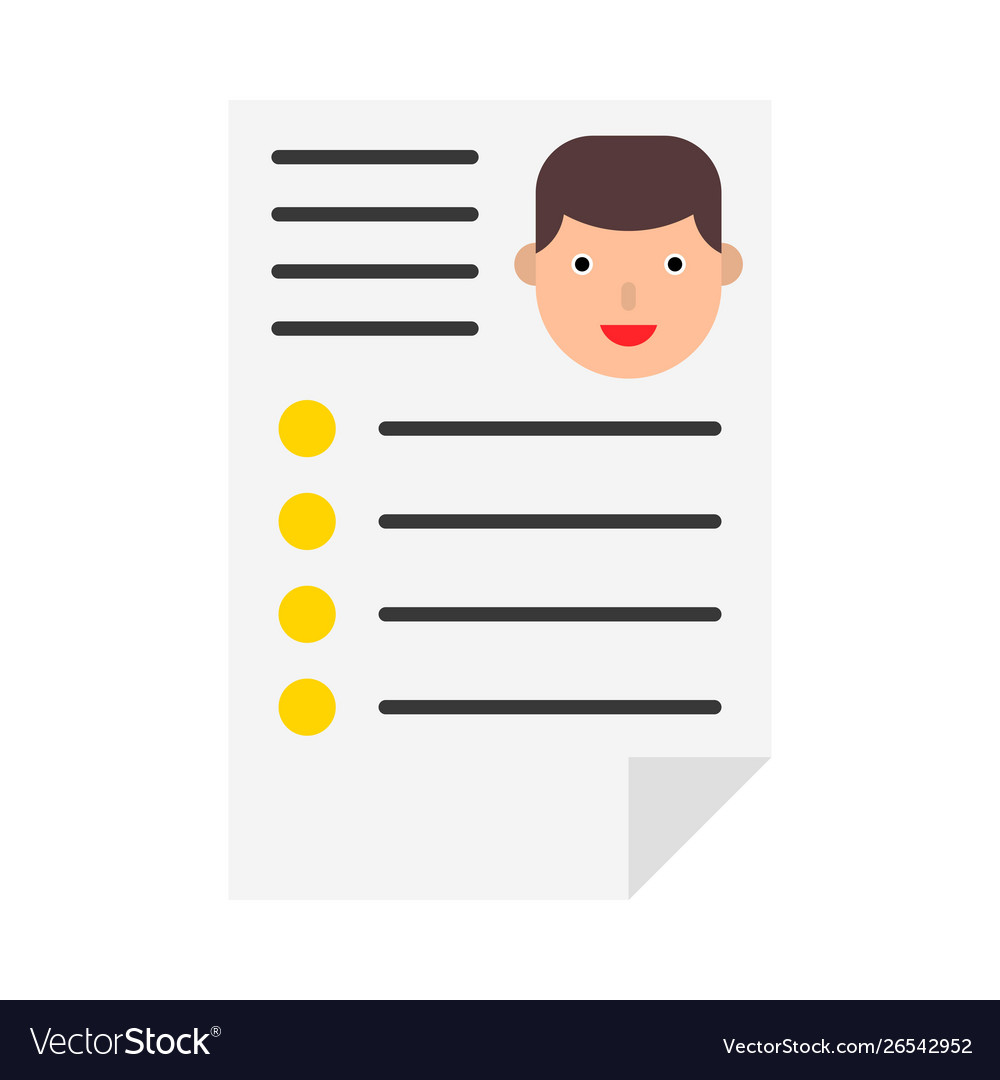 Resume or personal record flat style icon Vector Image