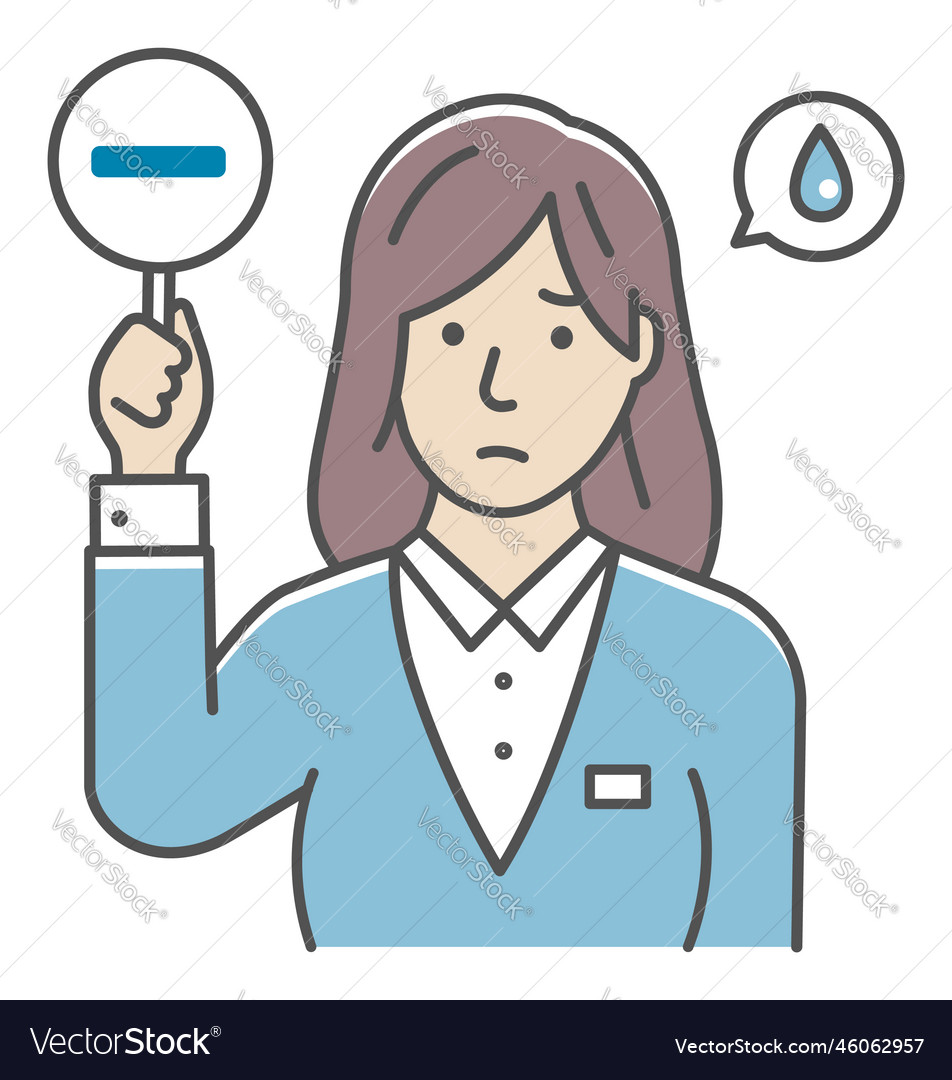 Business woman showing placards minus mark Vector Image