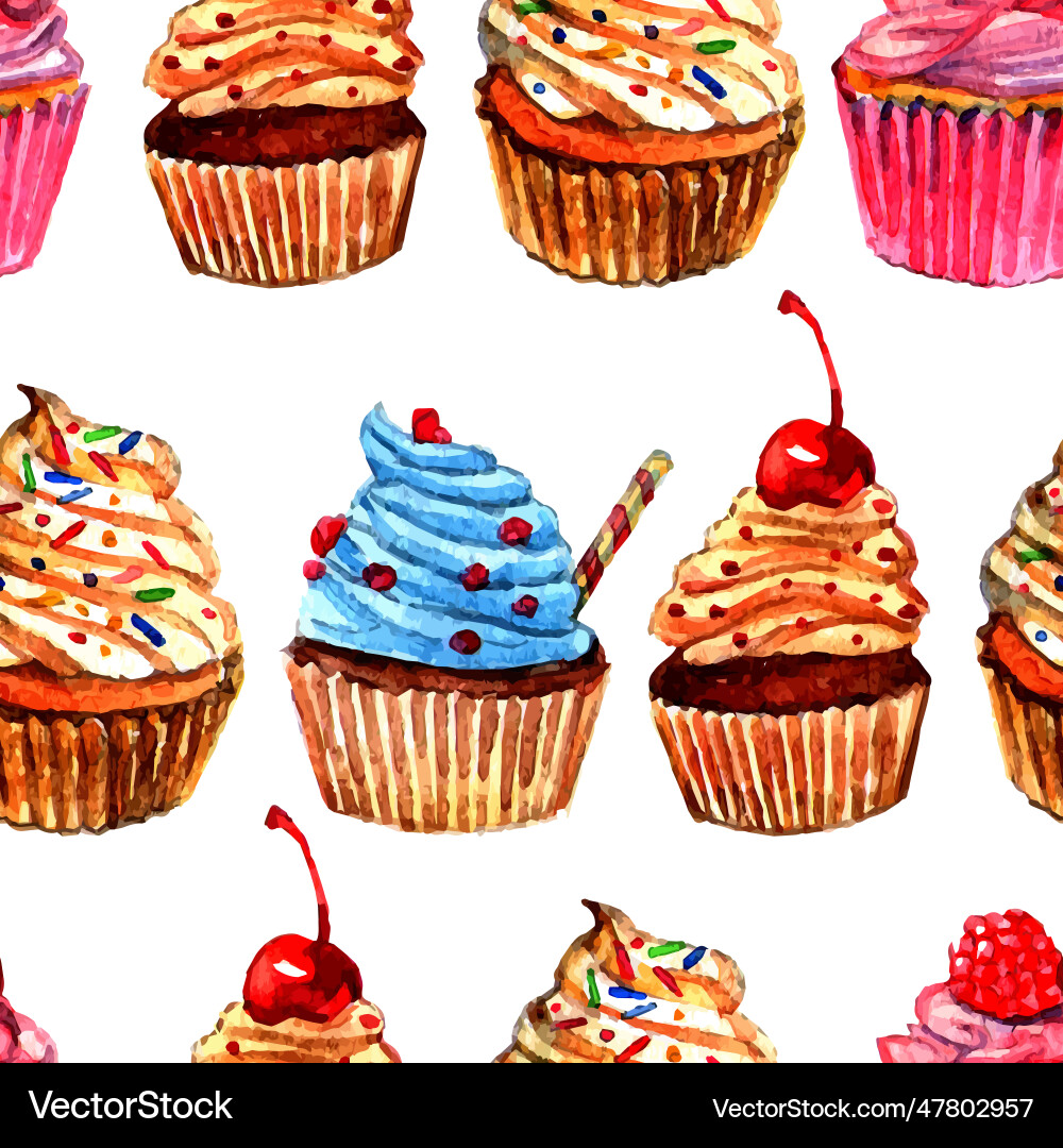 Cupcakes seamless pattern design Royalty Free Vector Image