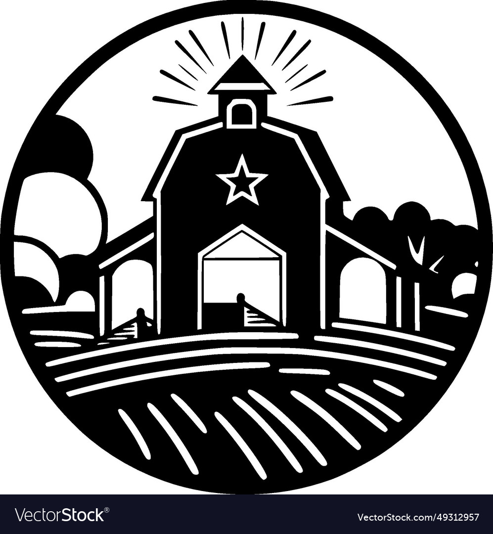 Farm - black and white isolated icon