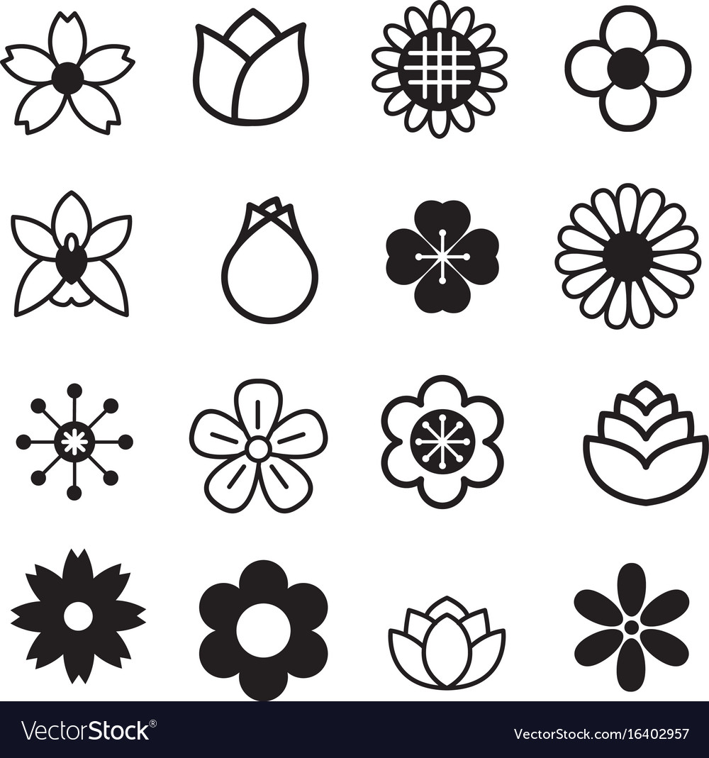 Flower icons Royalty Free Vector Image VectorStock
