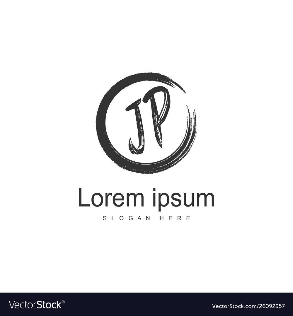 Initial jp logo template with modern frame Vector Image