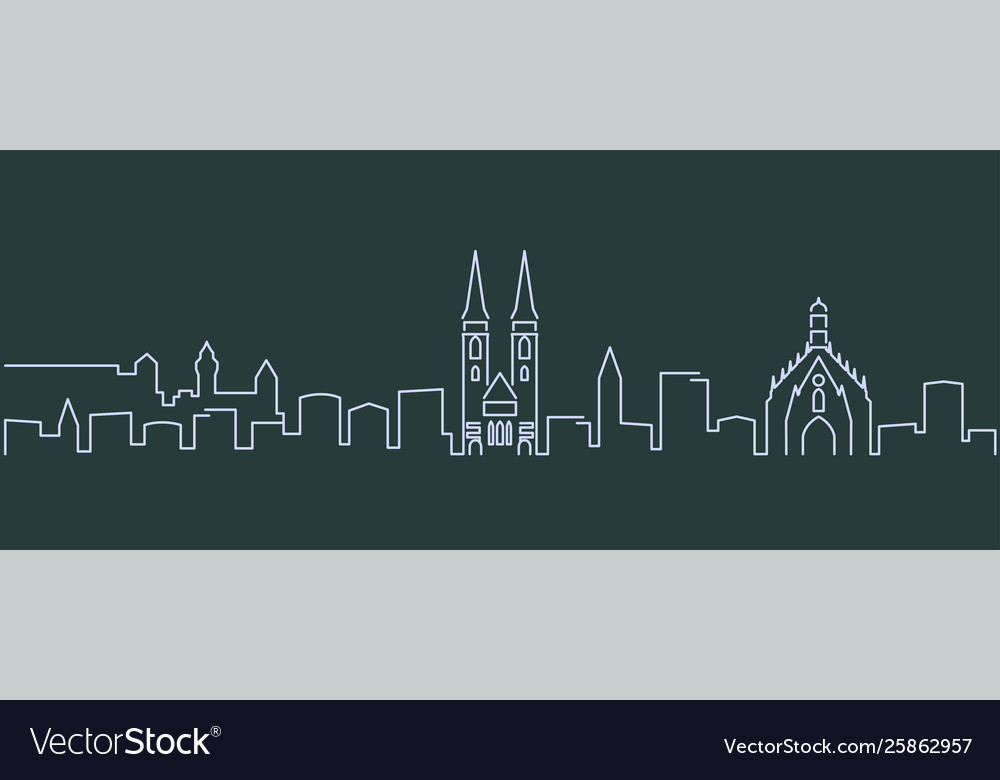 Nuremberg single line skyline profile Royalty Free Vector