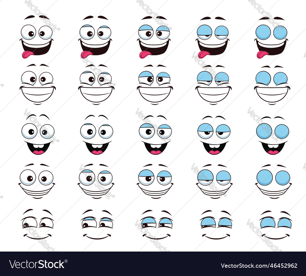 Premium Vector  Laughing expression in comic style happy cartoon face