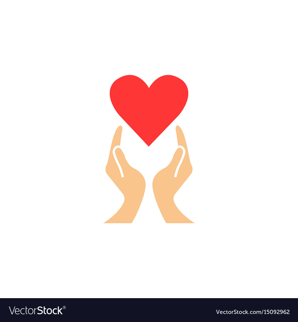 Heart with hands solid icon healtcare sign Vector Image