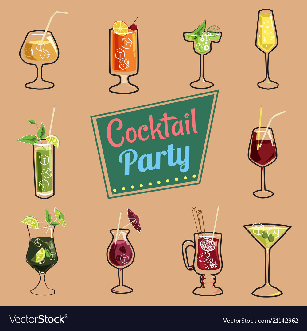 Set von Cocktails isolierte Icons Verpackung Web