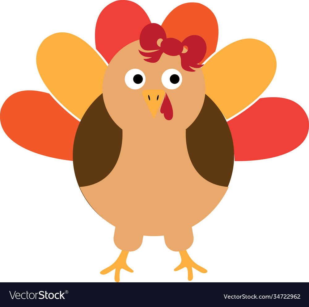 Thanksgiving turkey bird with red bow vector image Thanksgiving turkey bird with red bow