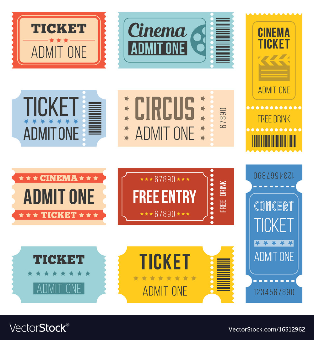 Vintage tickets in different style Royalty Free Vector Image