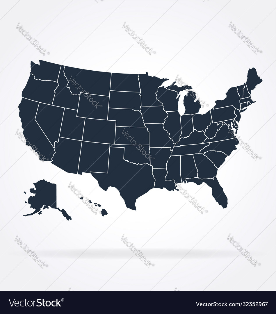 Accurate correct usa map with separated states Vector Image