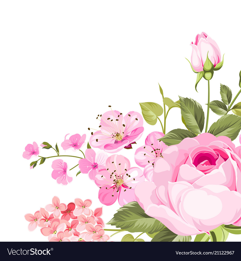 Blooming rose garland Royalty Free Vector Image