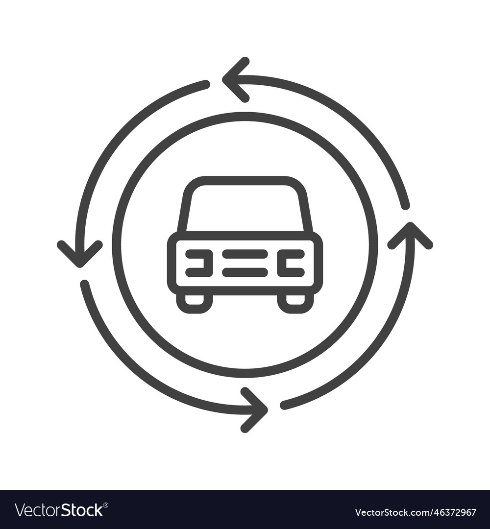 Car inside circle with arrows carsharing concept